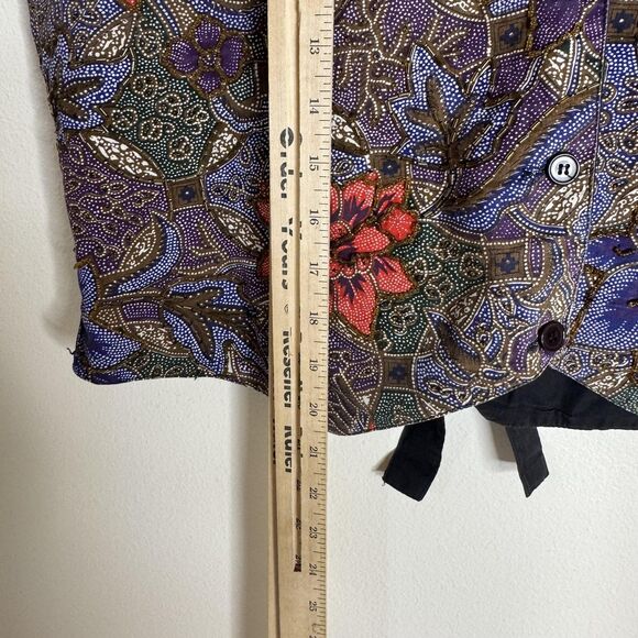 vtg Class by Just Class Vest Womens Large Multicolor Floral Batik Beaded Button - Picture 7 of 9